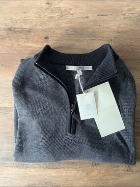 Alicia Adams Alpaca Men’s Zip Mock Sweater in Charcoal
